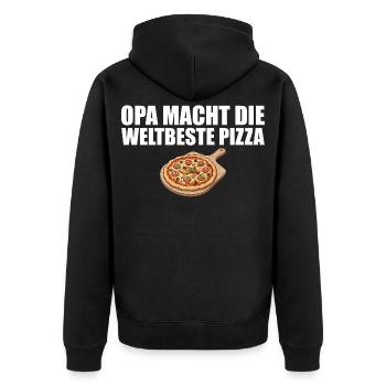 Pizza baker grandpa makes the world's best pizza - Unisex Premium Organic Zip Hoodie - black - Back - Nico (187cm)