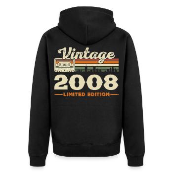 2008 Vintage Rétro Cadeau d’anniversaire - Veste à capuche bio Premium Unisexe - noir - Dos - Nico (187cm)