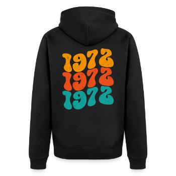 Vintage 1972 - Unisex Premium Bio Zip Hoodie - Schwarz - Hinten - Nico (187cm)