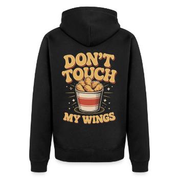 Hähnchenflügel BBQ Fast Food Humor - Unisex Premium Bio Zip Hoodie - Schwarz - Hinten - Nico (187cm)