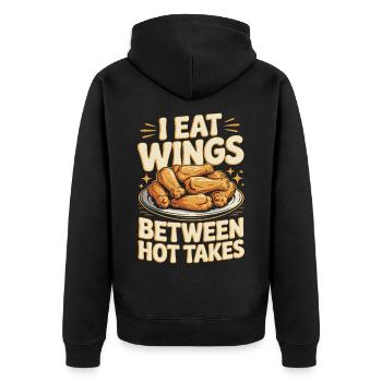 BBQ Wings Sports Evening Snack Motif - Unisex Premium Organic Zip Hoodie - black - Back - Nico (187cm)