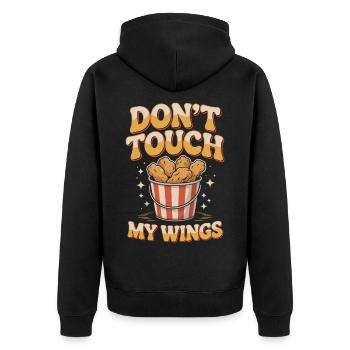 Motif de snack amoureux des ailes de poulet - Veste à capuche bio Premium Unisexe - noir - Dos - Nico (187cm)