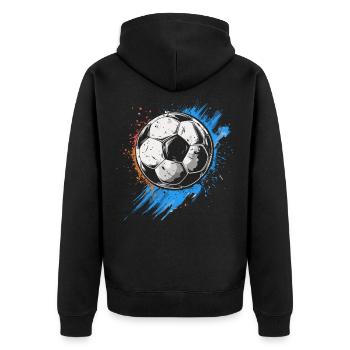 Fußball Streetart - Unisex Premium Bio Zip Hoodie - Schwarz - Hinten - Nico (187cm)