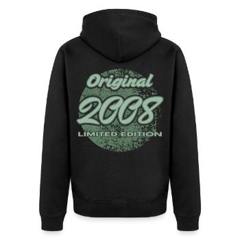 18. Geburtstag 2008 Jungen und Mädchen Geschenk - Unisex Premium Bio Zip Hoodie - Schwarz - Hinten - Nico (187cm)