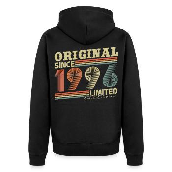 Original 1996 Vintage Vintage Birthday Gift - Unisex Premium Organic Zip Hoodie - black - Back - Nico (187cm)