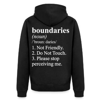 Nicht freundliche lustige Definition-Meme - Unisex Premium Bio Zip Hoodie - Schwarz - Hinten - Nico (187cm)
