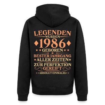 40e anniversaire Unique 1986 Né - Veste à capuche bio Premium Unisexe - noir - Dos - Nico (187cm)