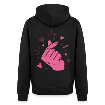 Kpop Koreanische Musik Niedliche Finger Herz Liebe Korea - Unisex Premium Bio Zip Hoodie - Schwarz - Hinten - Nico (187cm)