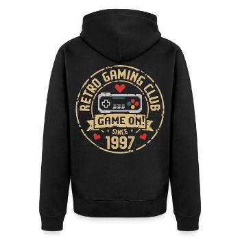 Vintage 1997 Geburtstag 1997 Geschenk 1997  - Unisex Premium Bio Zip Hoodie - Schwarz - Hinten - Nico (187cm)