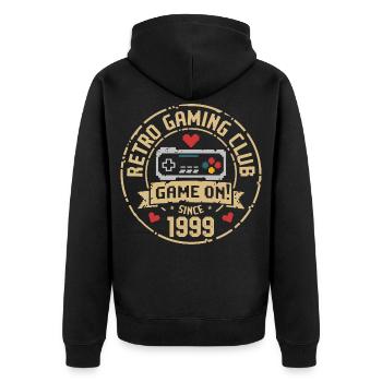 Vintage 1999 Geburtstag 1999 Geschenk 1999  - Unisex Premium Bio Zip Hoodie - Schwarz - Hinten - Nico (187cm)