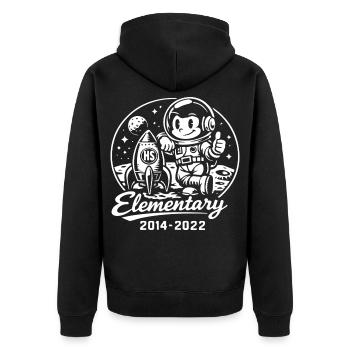 Elementar-Astronauten-Mond - Unisex Premium Bio Zip Hoodie - Schwarz - Hinten - Nico (187cm)
