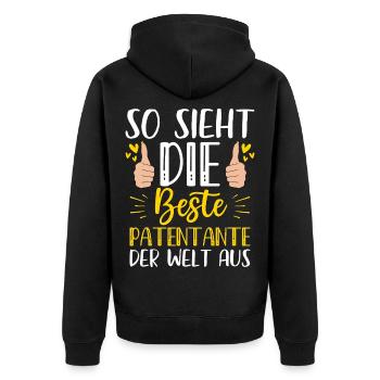 So Sieht Die Beste Patentante Der Welt Aus - Unisex Premium Bio Zip Hoodie - Schwarz - Hinten - Nico (187cm)