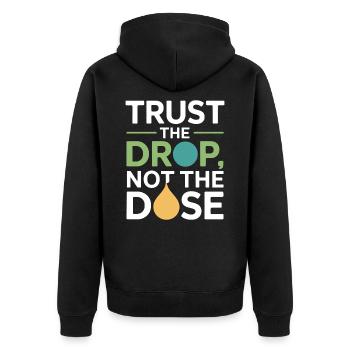 Certified Clinical Dilution Specialist Apparel  - Unisex Premium Organic Zip Hoodie - black - Back - Nico (187cm)