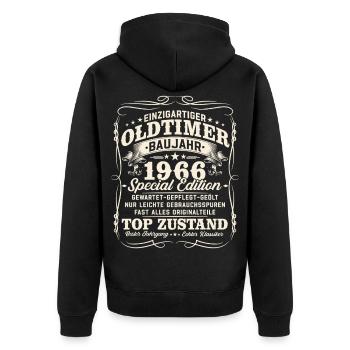 60. Geburtstag 1966 Oldtimer Geschenk Retro - Unisex Premium Bio Zip Hoodie - Schwarz - Hinten - Nico (187cm)