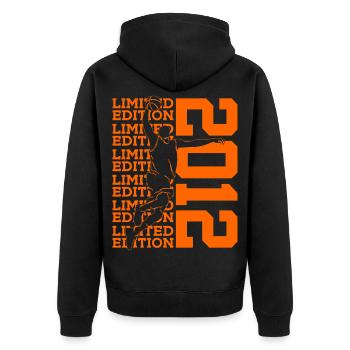LIMITED EDITION 2012 BASKETBALL 14TH BIRTHDAY - Unisex Premium Organic Zip Hoodie - black - Back - Nico (187cm)