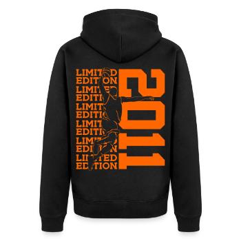 LIMITED EDITION 2011 BASKETBALL 15TH BIRTHDAY - Unisex Premium Organic Zip Hoodie - black - Back - Nico (187cm)