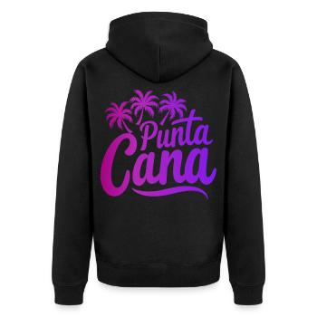 Punta Cana Karibik Urlaub mit Palmen - Unisex Premium Bio Zip Hoodie - Schwarz - Hinten - Nico (187cm)