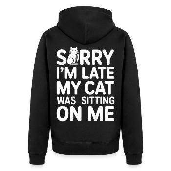 Désolé d’être en retard, mon chat était assis sur moi - Veste à capuche bio Premium Unisexe - noir - Dos - Nico (187cm)