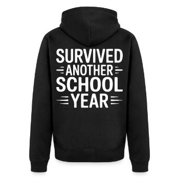 Survived Another School Year Design - Unisex Premium Organic Zip Hoodie - black - Back - Nico (187cm)