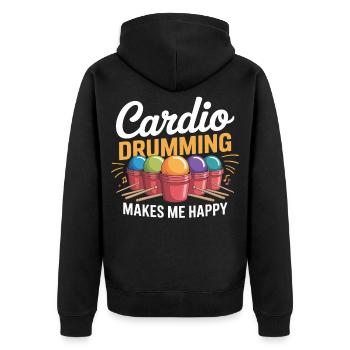 Cardio Drumming Freude - Unisex Premium Bio Zip Hoodie - Schwarz - Hinten - Nico (187cm)