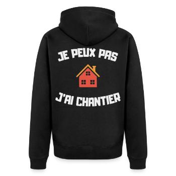Ich kann nicht, ich habe eine Heim-DIY-Humor-Seite - Unisex Premium Bio Zip Hoodie - Schwarz - Hinten - Nico (187cm)