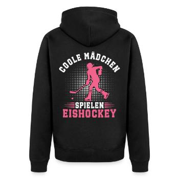 Coole Mädchen Spielen Eishockey Eishockeyspielerin - Unisex Premium Organic Zip Hoodie - black - Back - Nico (187cm)