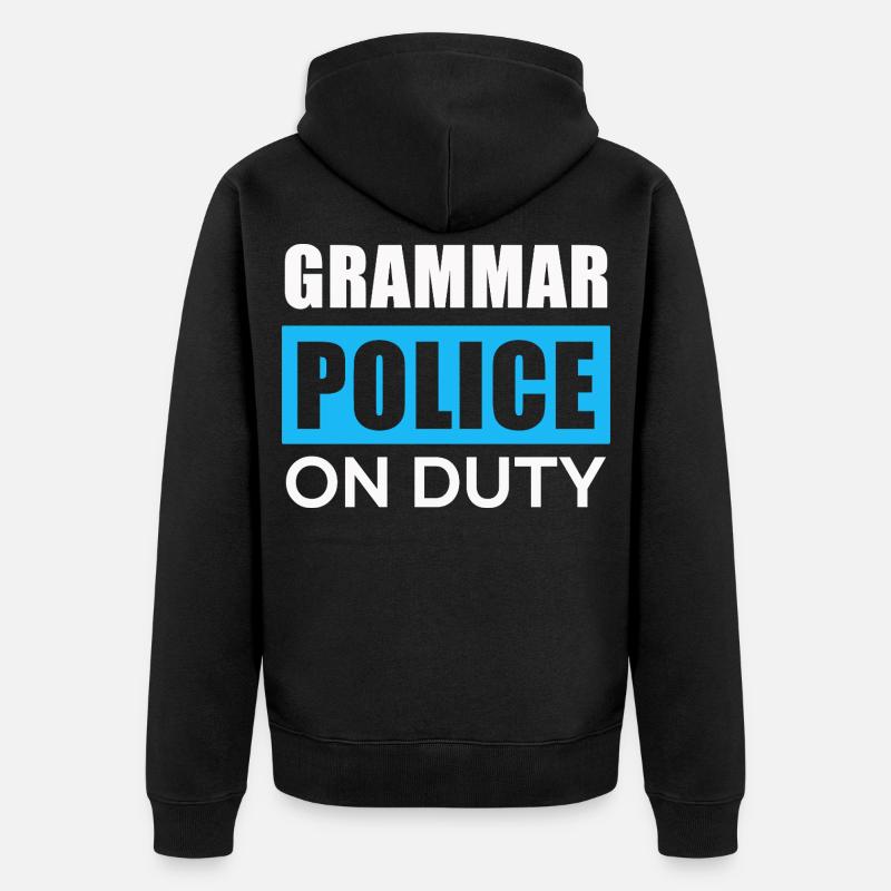 Grammatikpolizei im Einsatz - Unisex Premium Bio Zip Hoodie - Schwarz