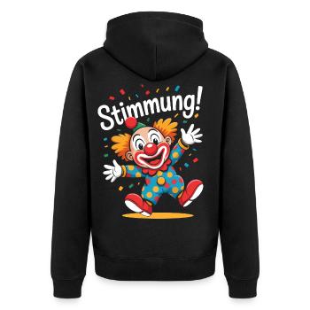 Stimmung Konfetti Karneval Köln Clown Kostüm  - Unisex Premium Bio Zip Hoodie - Schwarz - Hinten - Nico (187cm)