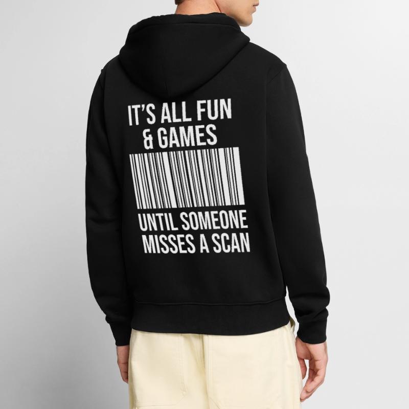 Barcode joke: Fun while scanning Unisex Premium Organic Zip Hoodie