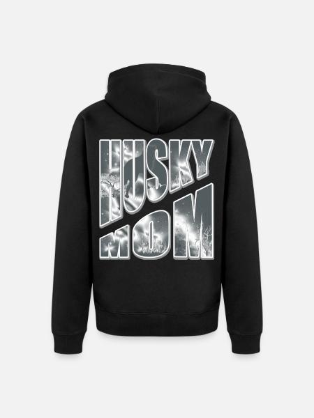 Husky Mom im Schnee - Unisex Premium Bio Zip Hoodie - Schwarz