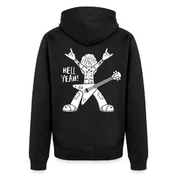 Cartoon-Gitarrist - Unisex Premium Bio Zip Hoodie - Schwarz - Hinten - Nico (187cm)