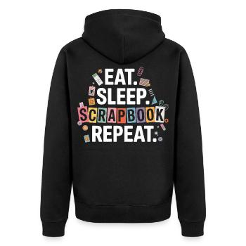 Eat Sleep Scrapbook Repeat - Unisex Premium Bio Zip Hoodie - Schwarz - Hinten - Nico (187cm)
