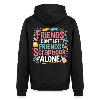 Freunde scrappen gemeinsam bunt - Unisex Premium Bio Zip Hoodie - Schwarz - Hinten - Nico (187cm)