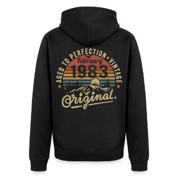 February 1983 - February 1983 Anniversary February 1983 - Unisex Premium Organic Zip Hoodie - black - Back - Nico (187cm)