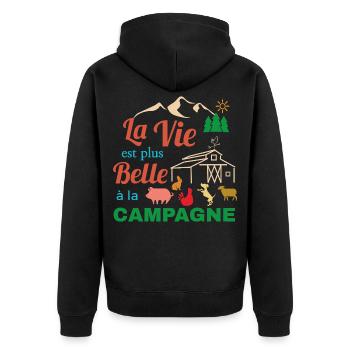 La Vie Belle en Campagne - Veste à capuche bio Premium Unisexe - noir - Dos - Nico (187cm)
