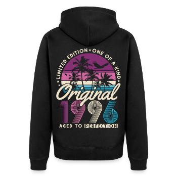 Cadeau rétro pour le 30e anniversaire 1996 - Veste à capuche bio Premium Unisexe - noir - Dos - Nico (187cm)
