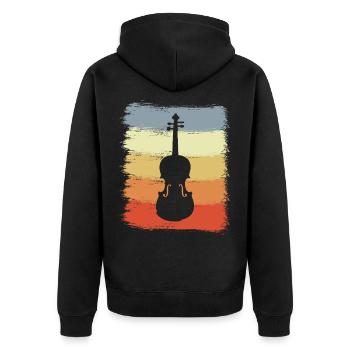 Vintage Violine Skizze - Unisex Premium Bio Zip Hoodie - Schwarz - Hinten - Nico (187cm)