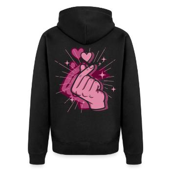 Kpop Finger Heart Korean Pop Cute Love Korea Kpop - Unisex Premium Organic Zip Hoodie - black - Back - Nico (187cm)