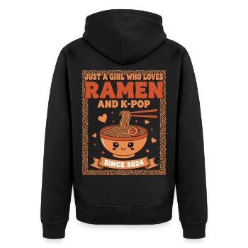 Just A Girl Ramen And K-Pop Since 2024 Korean - Unisex Premium Organic Zip Hoodie - black - Back - Nico (187cm)