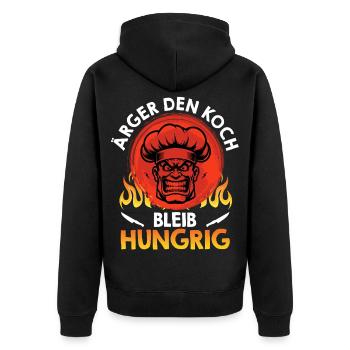 Chef TROUBLE THE CHEF STAY HUNGRY Funny - Unisex Premium Organic Zip Hoodie - black - Back - Nico (187cm)