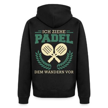 Padel game I PREFER PADEL TO HIKING - Unisex Premium Organic Zip Hoodie - black - Back - Nico (187cm)