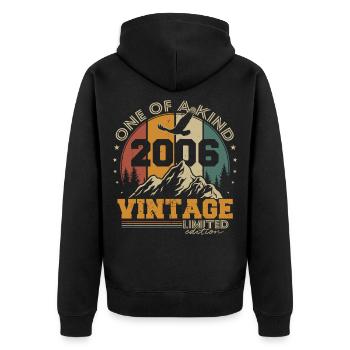 Vintage 2006 Vintage Birthday Retro Gift - Unisex Premium Organic Zip Hoodie - black - Back - Nico (187cm)