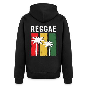 Palmiers reggae en bloc de couleurs rasta - Veste à capuche bio Premium Unisexe - noir - Dos - Nico (187cm)