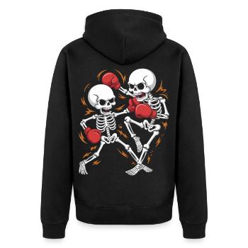 Boxing skeletons in bone rhythm - Unisex Premium Organic Zip Hoodie - black - Back - Nico (187cm)