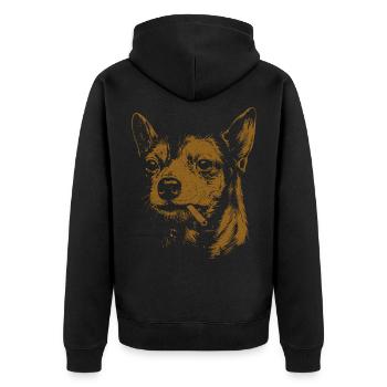 Chihuahua Raucht Lustiger Hunde Humor Meme - Unisex Premium Bio Zip Hoodie - Schwarz - Hinten - Nico (187cm)