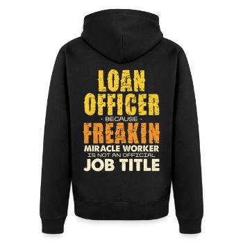 Conseiller en crédit qui dit faire des miracles - Veste à capuche bio Premium Unisexe - noir - Dos - Nico (187cm)