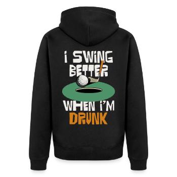 Ich schwinge besser, wenn ich trinke - Unisex Premium Bio Zip Hoodie - Schwarz - Hinten - Nico (187cm)