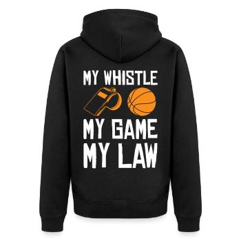 Meine Pfeife Mein Spiel Mein Gesetz - Unisex Premium Bio Zip Hoodie - Schwarz - Hinten - Nico (187cm)