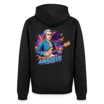 Amadeus Time - Unisex Premium Organic Zip Hoodie - black - Back - Nico (187cm)