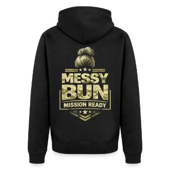 Mission de chignon en désordre Soldat Femme Soldat - Veste à capuche bio Premium Unisexe - noir - Dos - Nico (187cm)